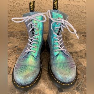 Dr. Martens 1460 Pascal Turquoise Blue Iridescent Mermaid Textured Boots